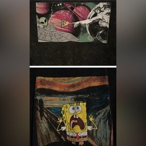 TWO Printed Modern Art Twist Crop Tops